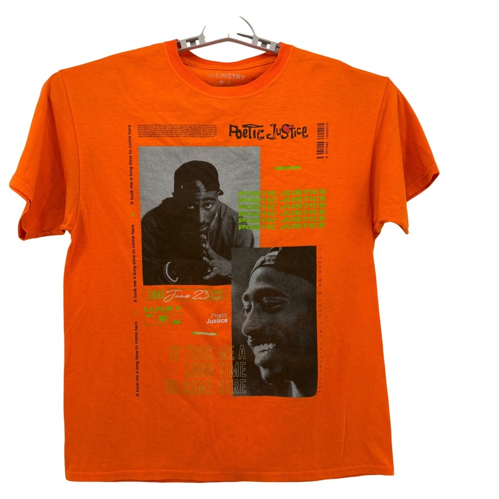 Poetic Justice‎ Tupac Shakur Graphic T Shirt Orange Chemistry Mens Medium